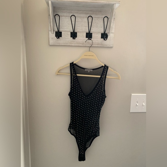 Charlotte Russe Rhinestone Sheer Black Bodysuit Size Small - Picture 5 of 5